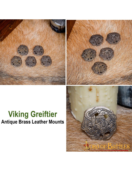 Set mit 5 Wikinger-Greiftierknöpfen Set mit 5 Wikinger-Greiftierknöpfen
