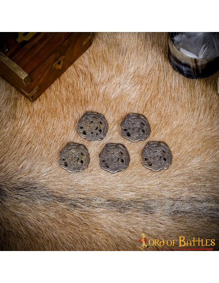 Set mit 5 Wikinger-Greiftierknöpfen Set mit 5 Wikinger-Greiftierknöpfen