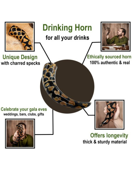 Viking drinkhoorn met gebrand design,...