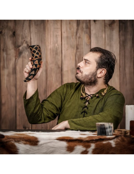 Viking drinkhoorn met gebrand design,...