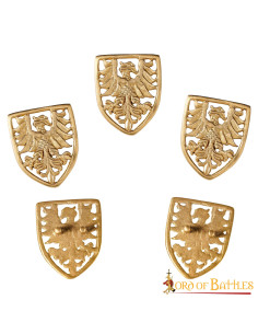 Set van 5 heraldische adelaarsschilden voor riem (3,5x4 cm.) 2