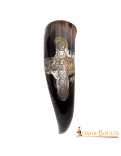 Cuerno vikingo para beber diseño cruz de calaveras