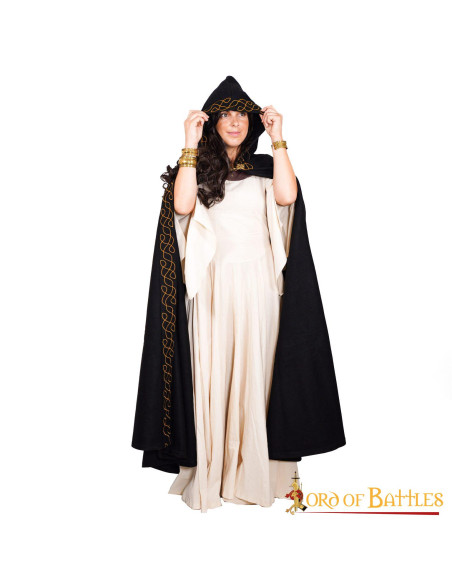 Capa élfica de lana con capucha y...