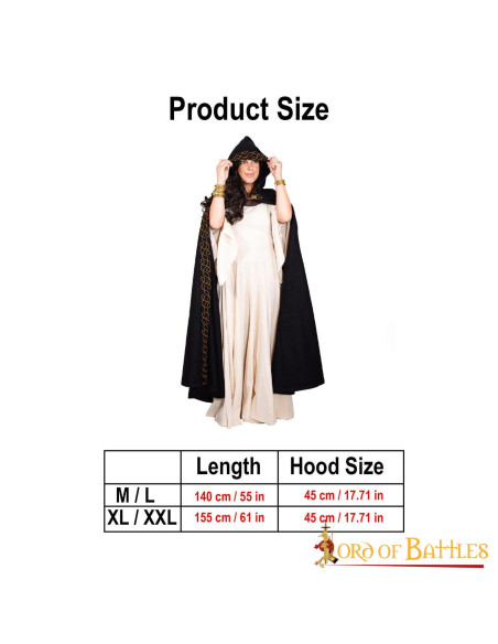 Elver uldkappe med hætte og messinglås