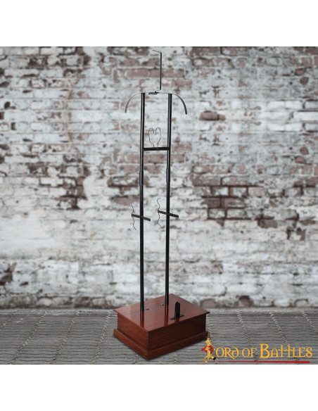 Metalen steun met houten voet voor...