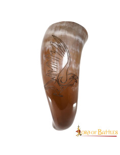 Wikinger-Trinkhorn mit Falken-Design
