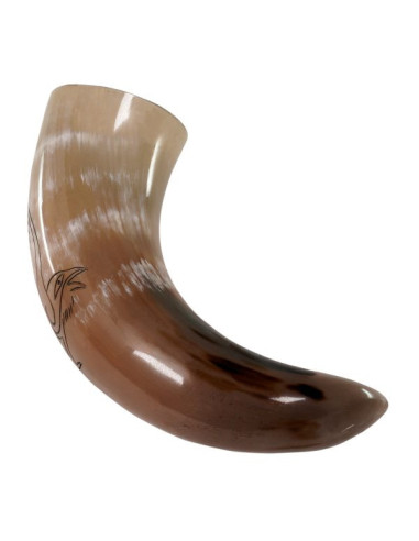 Wikinger-Trinkhorn mit Falken-Design