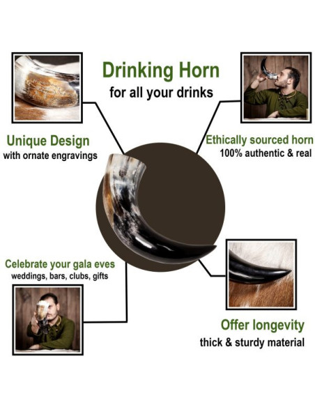 Cuerno vikingo para beber con diseño...