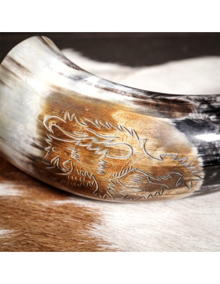 Viking drinkhoorn met Rampant Lion...