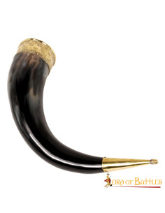 Viking drinkhoorn met messing versieringen