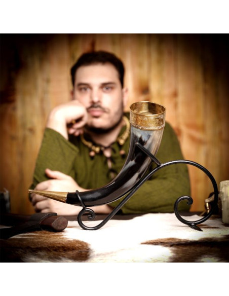 Viking drinkhoorn met messing...