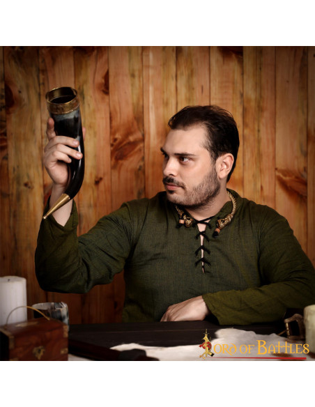 Viking drinkhoorn met messing...