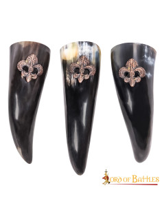 Juego de 3 cuernos vikingo para beber diseño Flor de Lis