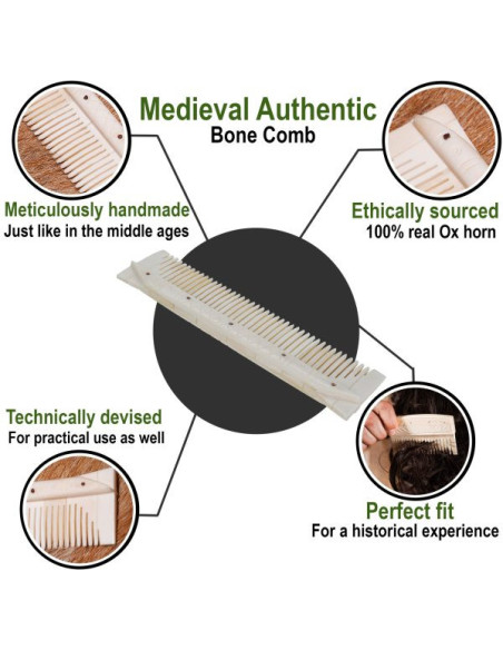 Peine medieval hecho de hueso auténtico