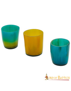 Juego de 3 vasos de chupito cuerno de buey colorido