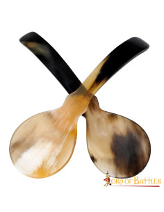 Juego de 2 cucharas de cuerno auténtico estilo vikingo 2