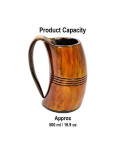 Jarra vikinga en cuerno de buey para cerveza 2
