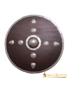 Ronde houten Viking-schild met nagels