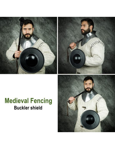 Funktionelt rundt skjold sort stål,...