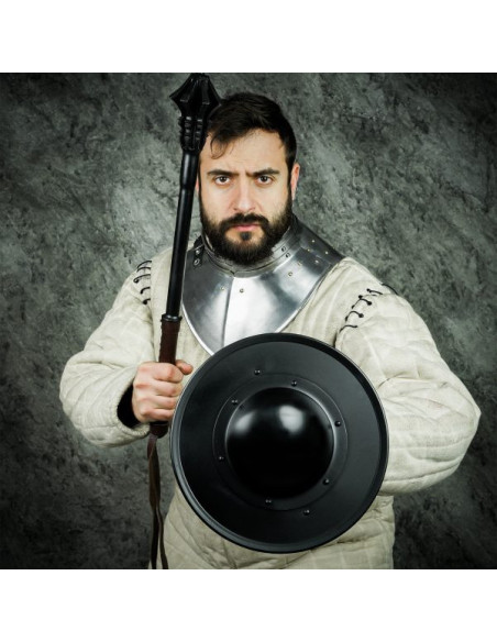 Escudo redondo funcional acero negro,...