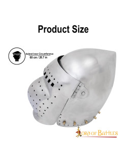 Casco bacinete con visera completa del siglo XIV 2