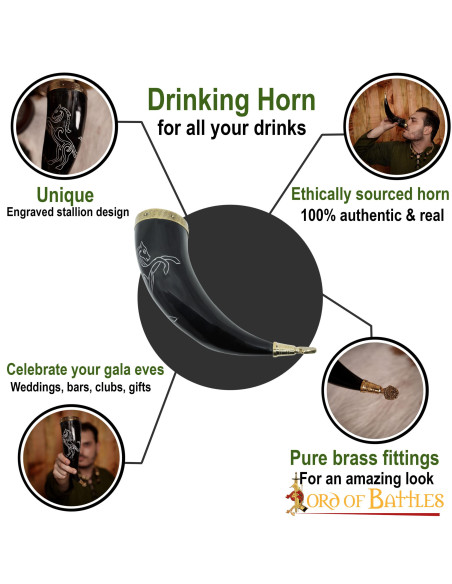 Vikingehornet hingst på oksehorn