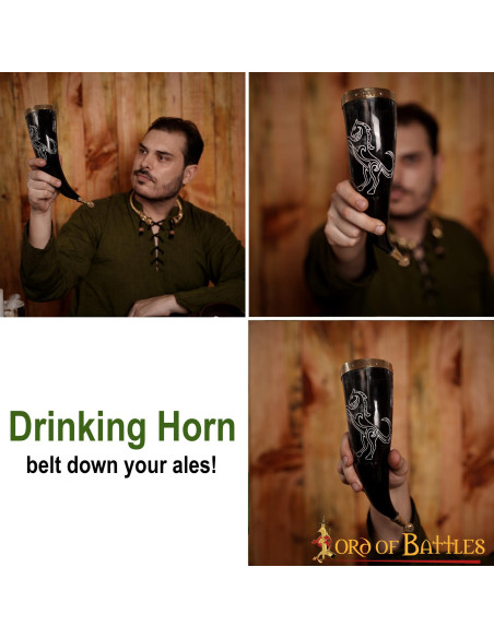 Viking gehoornde hengst op ossenhoorn