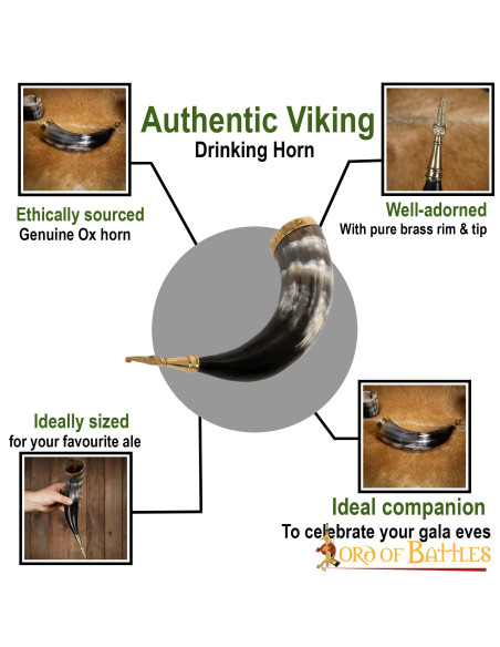 Middelalderlig vikinge-drikkehorn med...