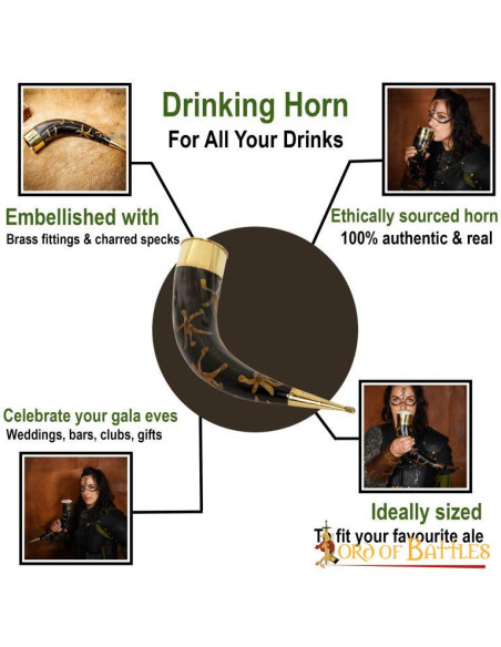 Trinkhorn mit Beschlägen aus reinem...