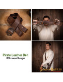 Cinturón pirata marrón con tahalí para LARP y Cosplay