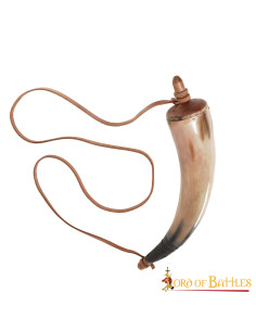 Schießpulver aus echtem Horn mit Lederband