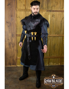 Cuera larga cuervo Jerkin, estilo vikingo