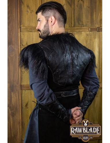 Cuera larga cuervo Jerkin, estilo vikingo