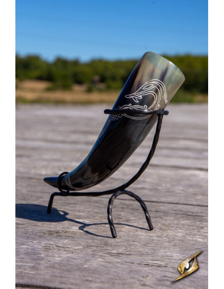 Jörmungandr vikinghoorn met standaard