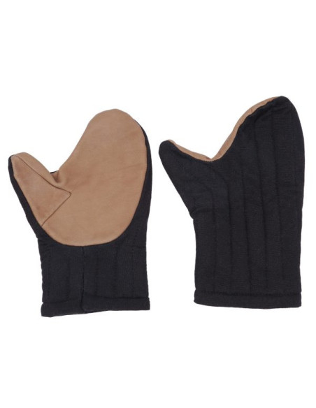 Guantes negros de manopla acolchados...