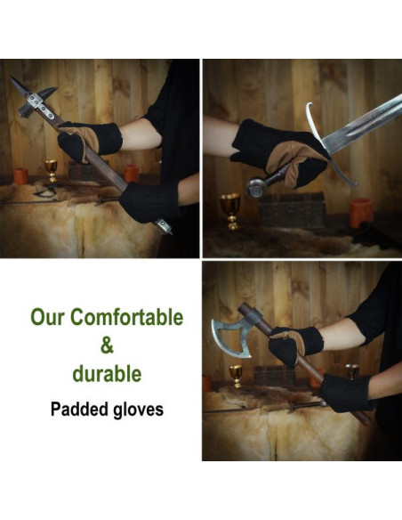 Guantes negros de manopla acolchados...