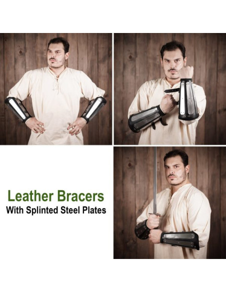 Brazaletes de cuero con protecciones...