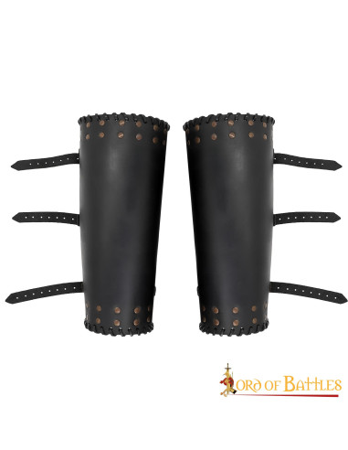 Grebas vikingas cuero negro genuino con tachuelas