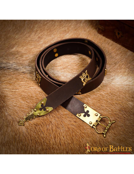 Bruine Gothic Knight riem met messing...