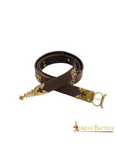Brauner Gothic-Rittergürtel mit Messingdetails 2