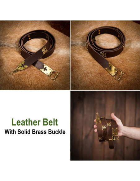Bruine Gothic Knight riem met messing...