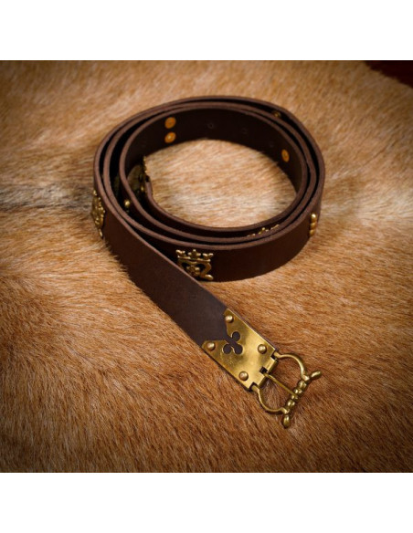 Bruine Gothic Knight riem met messing...