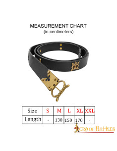 Gothic Knight zwarte riem met messing details 2