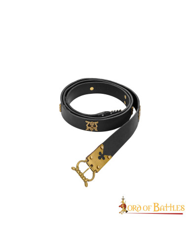 Cinturón negro Caballero Gótico con detalles en latón