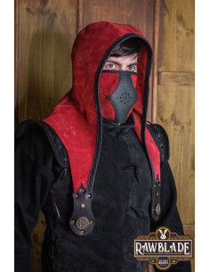 Set Hood + Akku-Maske aus Leder - Rot
