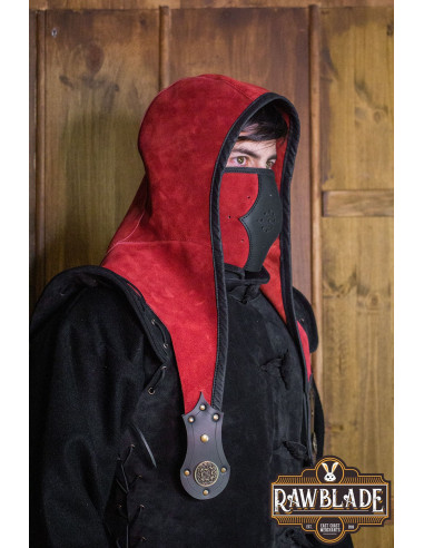 Set Hood + Akku-Maske aus Leder - Rot