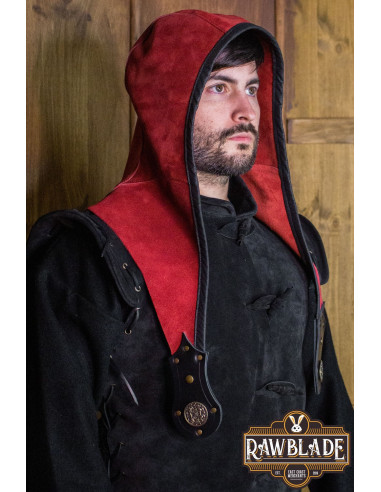 Set Hood + Akku-Maske aus Leder - Rot