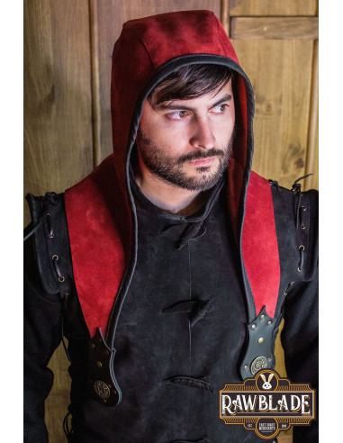 Set Hood + Akku-Maske aus Leder - Rot