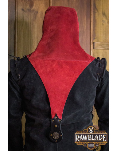 Set Hood + Akku-Maske aus Leder - Rot