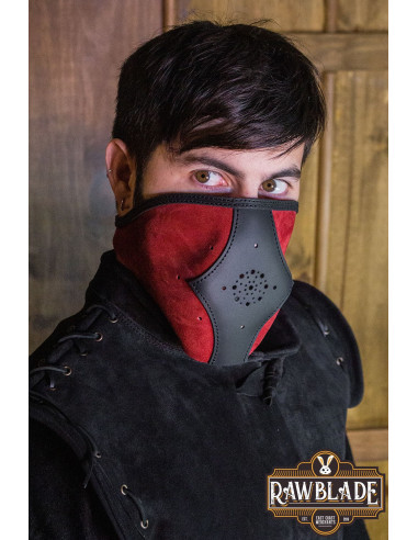 Set Hood + Akku-Maske aus Leder - Rot